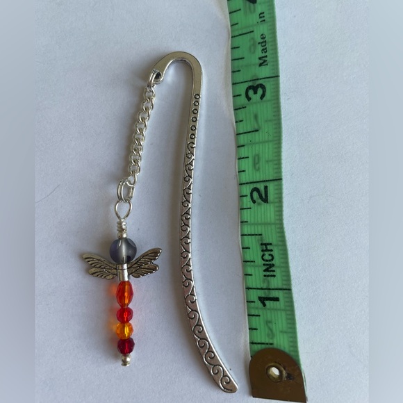 Handmade Red Bead Mix Dragonfly Bookmark with Silver Tone Hook - ideal Gift - Picture 5 of 6